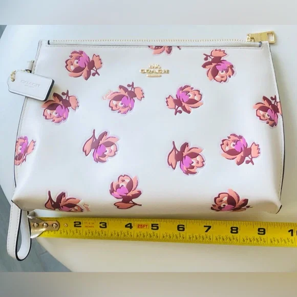 Coach Lamb Leather Clutch with Pink Floral Design - Picture 6 of 11